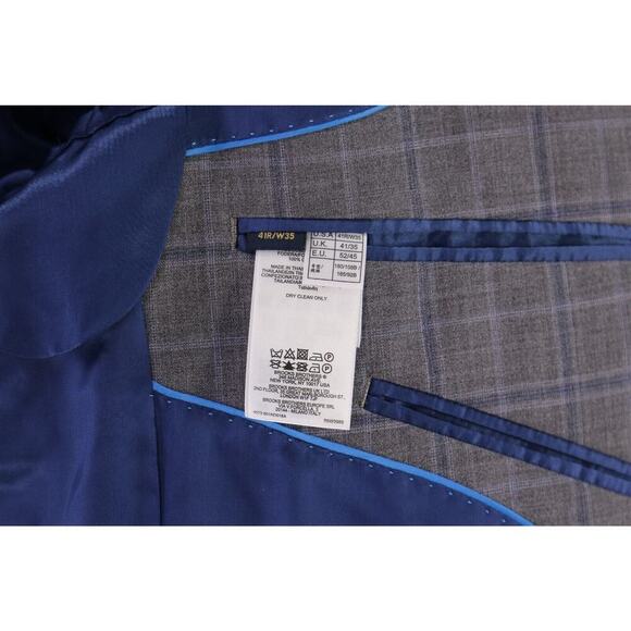 Brooks Brothers Regent BrooksCool Gray/Blue Windowpane 2-Btn Wool Suit 41R - Picture 10 of 12